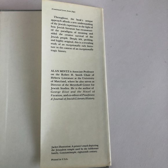 Hurban: Responses to Catastrophe in Hebrew Literature Hardcover by Alan Mintz - Picture 9 of 16